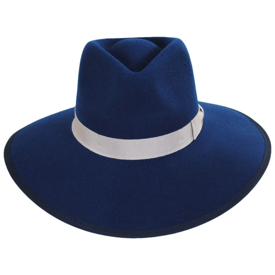 Jo Wool Felt Rancher Fedora Hat - Ocean Blue 3 Jo Wool Felt Rancher Fedora Hat - Ocean Blue