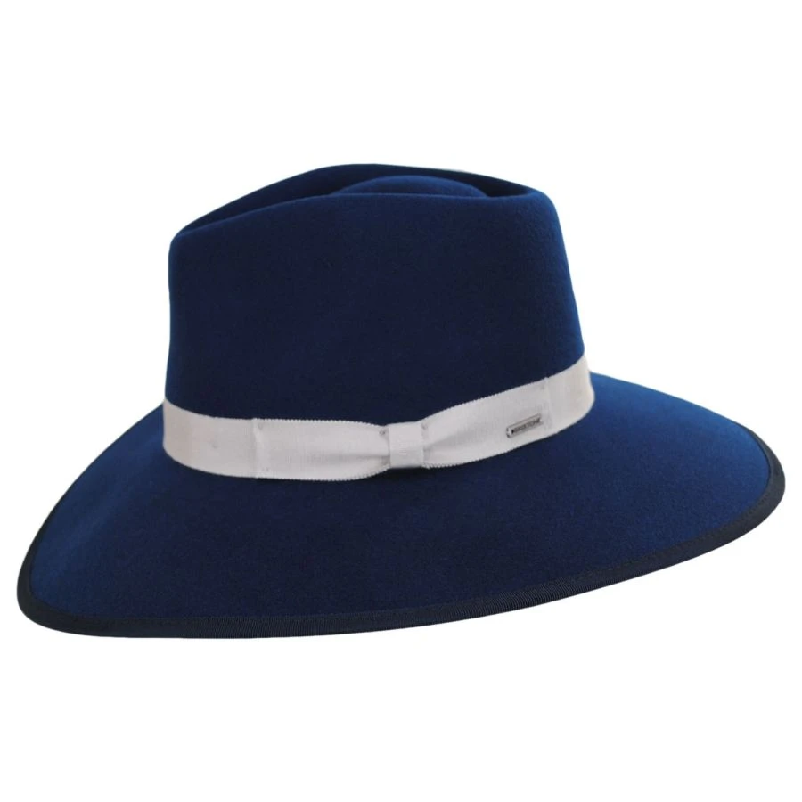 Jo Wool Felt Rancher Fedora Hat - Ocean Blue 4 Jo Wool Felt Rancher Fedora Hat - Ocean Blue - Image 2