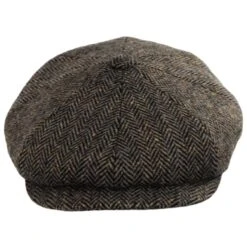 Herringbone Donegal Tweed Wool Newsboy Cap
