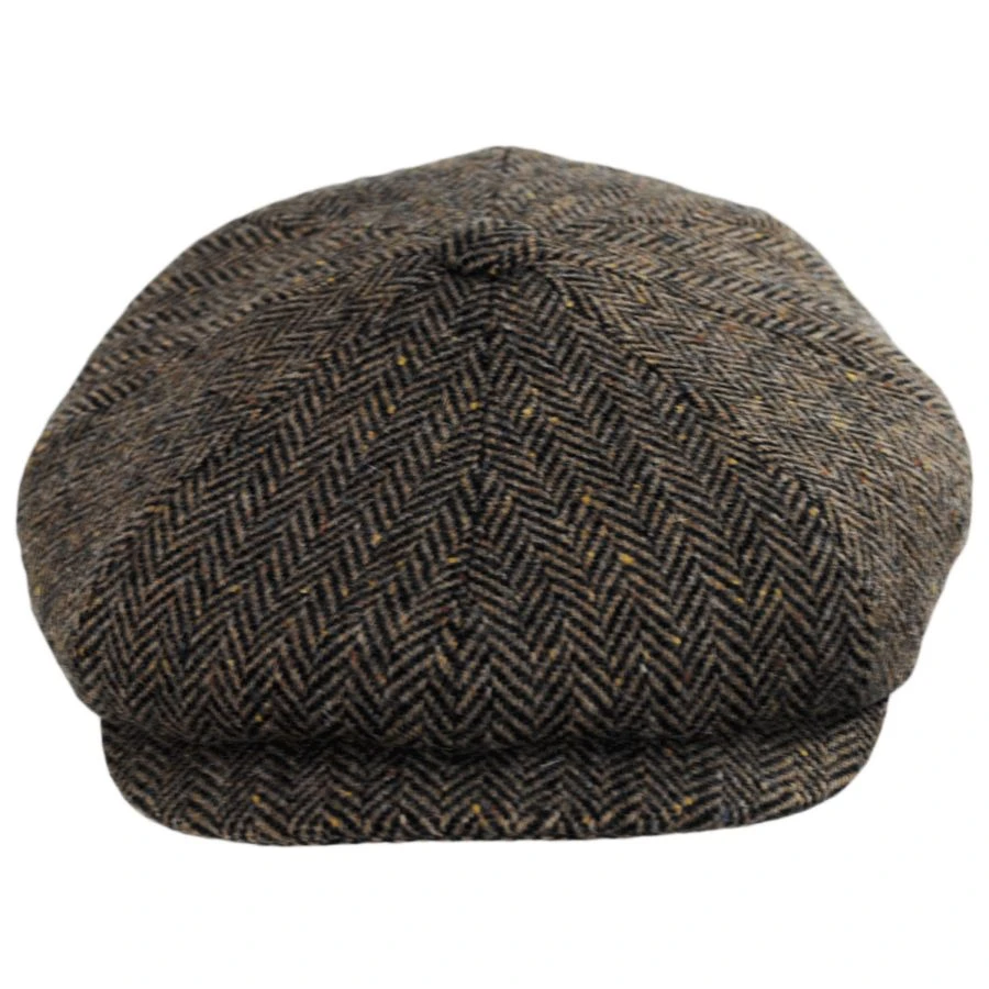 Herringbone Donegal Tweed Wool Newsboy Cap 3 Herringbone Donegal Tweed Wool Newsboy Cap