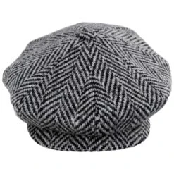 Large Herringbone Donegal Tweed Wool Newsboy Cap