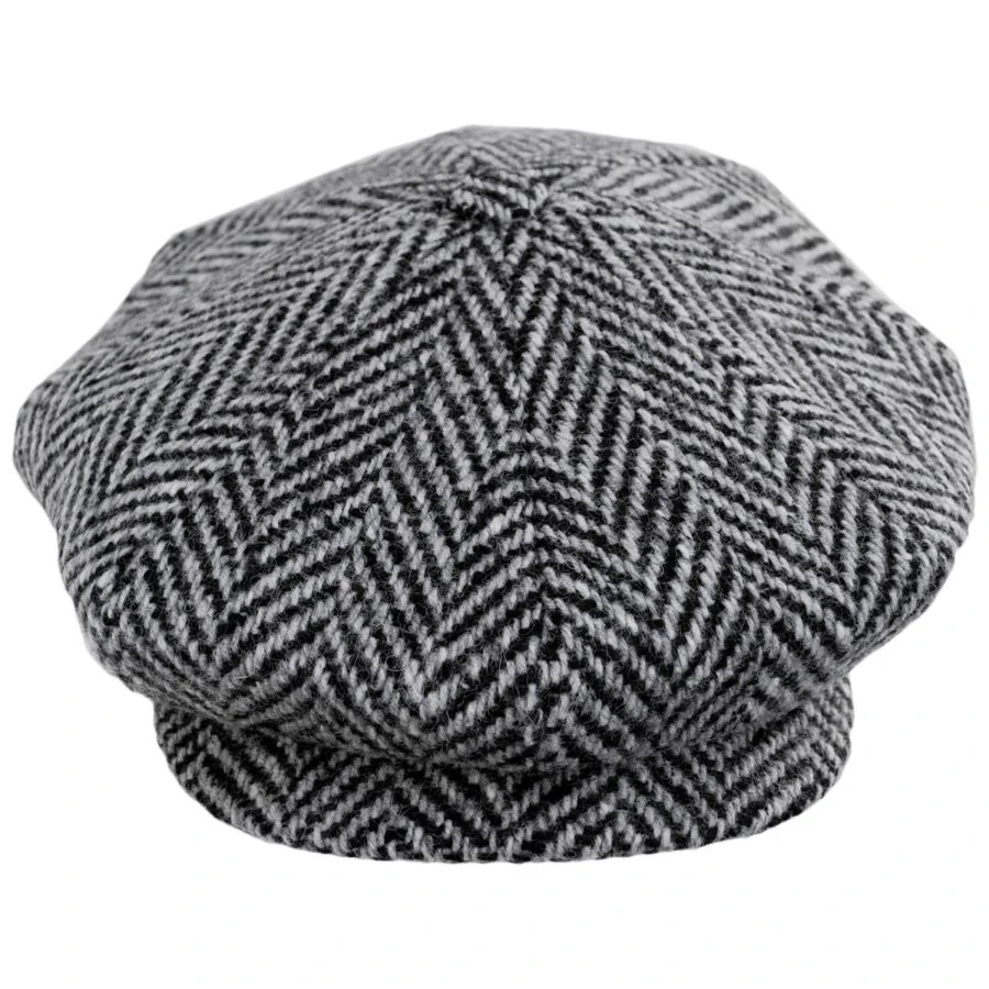 Large Herringbone Donegal Tweed Wool Newsboy Cap 3 Large Herringbone Donegal Tweed Wool Newsboy Cap