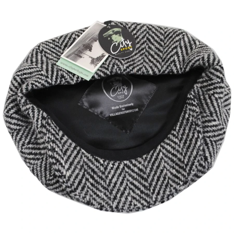 Large Herringbone Donegal Tweed Wool Newsboy Cap 5 Large Herringbone Donegal Tweed Wool Newsboy Cap - Image 3