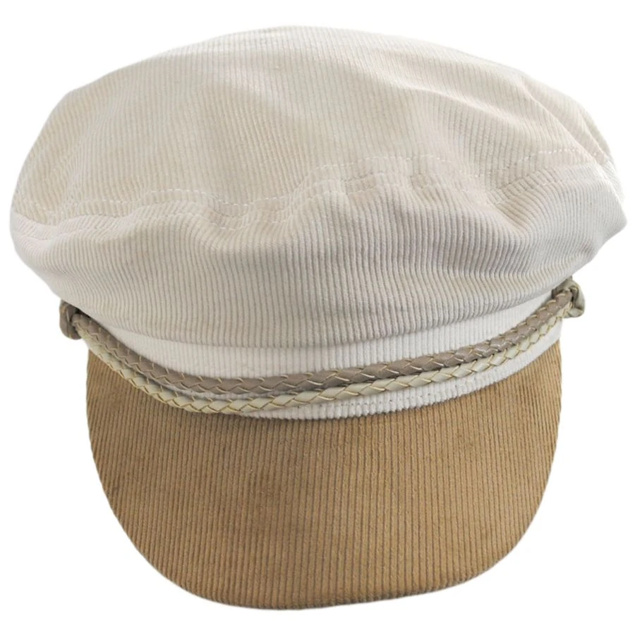 Ashland Cotton Corduroy Fiddler's Cap - Ivory/Tan 3 Ashland Cotton Corduroy Fiddler's Cap - Ivory/Tan