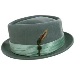 Stout Wool Felt Diamond Crown Fedora Hat - Mint Green 6 Stout Wool Felt Diamond Crown Fedora Hat - Mint Green -Novel Accessories 456465