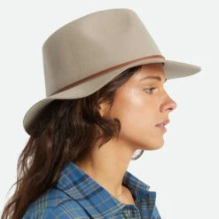 Wesley Wool Felt Floppy Fedora Hat - Tan -Novel Accessories 458792