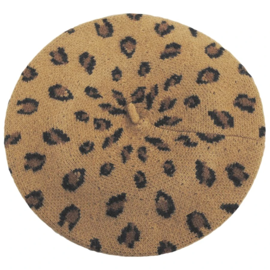 Leopard Knit Wool Blend Beret 4 Leopard Knit Wool Blend Beret - Image 2