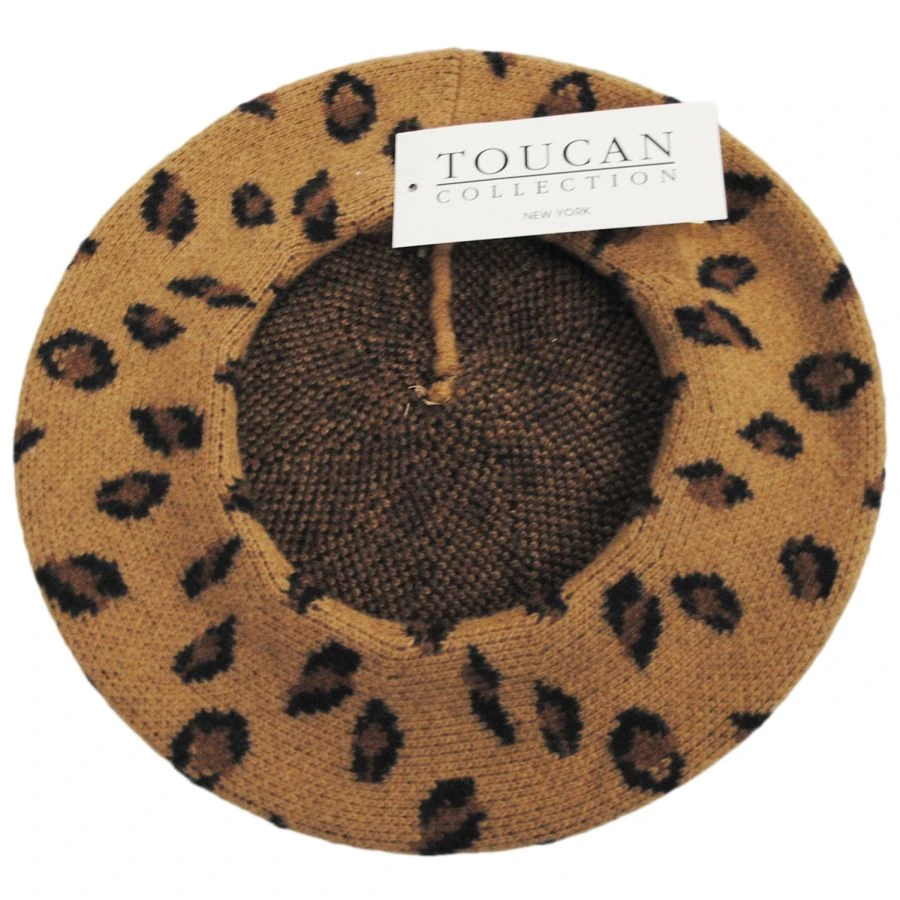 Leopard Knit Wool Blend Beret 5 Leopard Knit Wool Blend Beret - Image 3