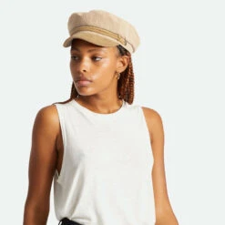 Two-Tone Corduroy Fiddler Cap - Beige/Cognac 6 Two-Tone Corduroy Fiddler Cap - Beige/Cognac -Novel Accessories 459563