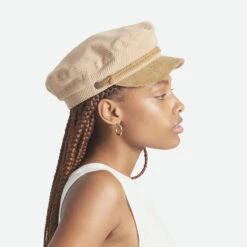 Two-Tone Corduroy Fiddler Cap - Beige/Cognac 7 Two-Tone Corduroy Fiddler Cap - Beige/Cognac -Novel Accessories 459564