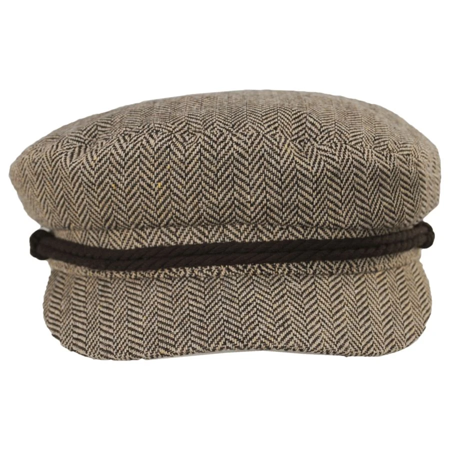 Herringbone Wool Blend Fiddler Cap 3 Herringbone Wool Blend Fiddler Cap