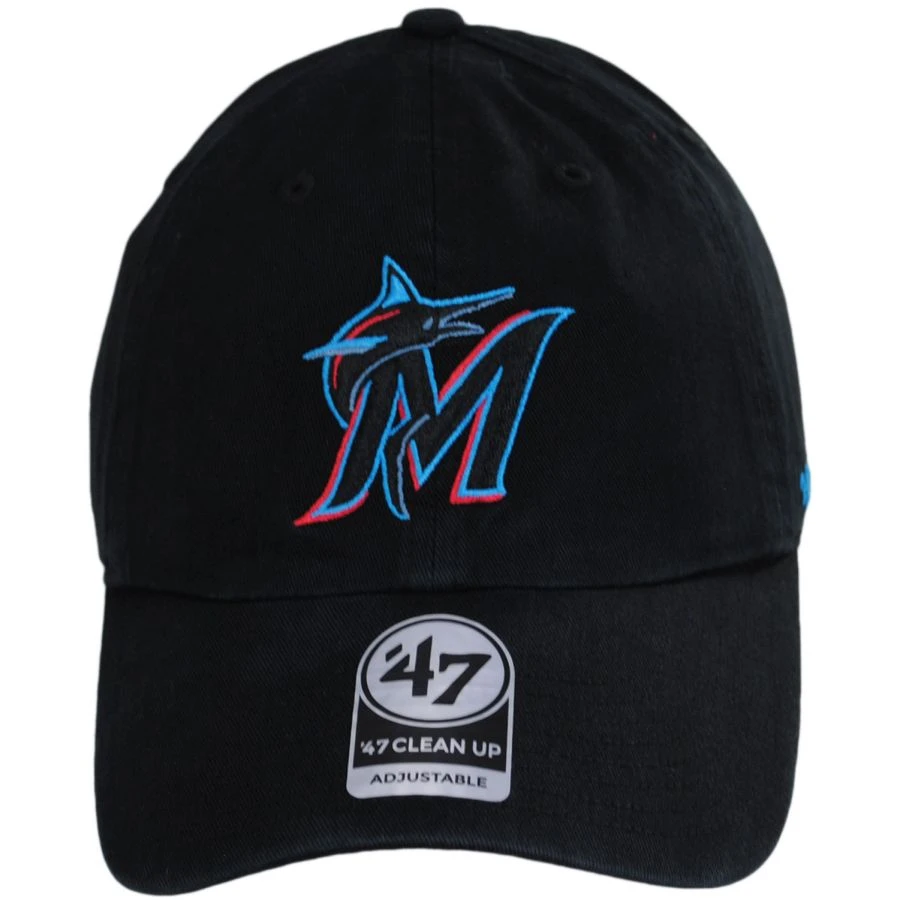'47 BRAND Miami Marlins MLB Clean Up Strapback Baseball Cap Dad Hat 3 '47 BRAND Miami Marlins MLB Clean Up Strapback Baseball Cap Dad Hat