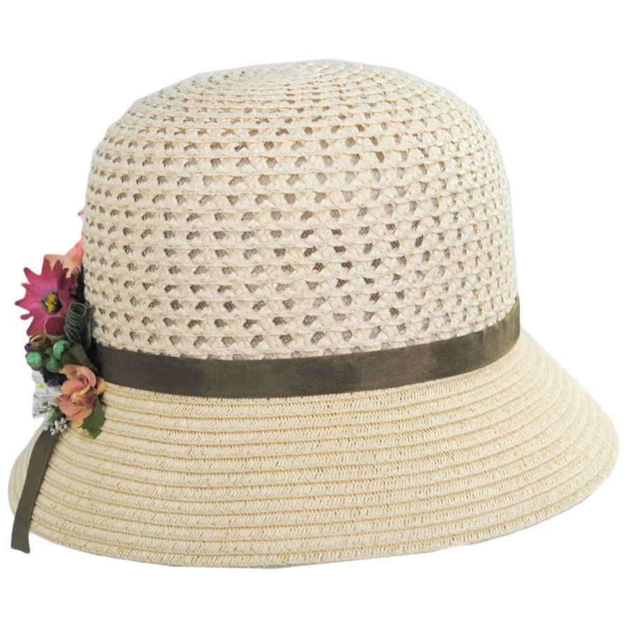 Toyo Straw Mum Flower Cloche Hat 3 Toyo Straw Mum Flower Cloche Hat