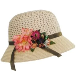 Toyo Straw Mum Flower Cloche Hat 6 Toyo Straw Mum Flower Cloche Hat -Novel Accessories 469199