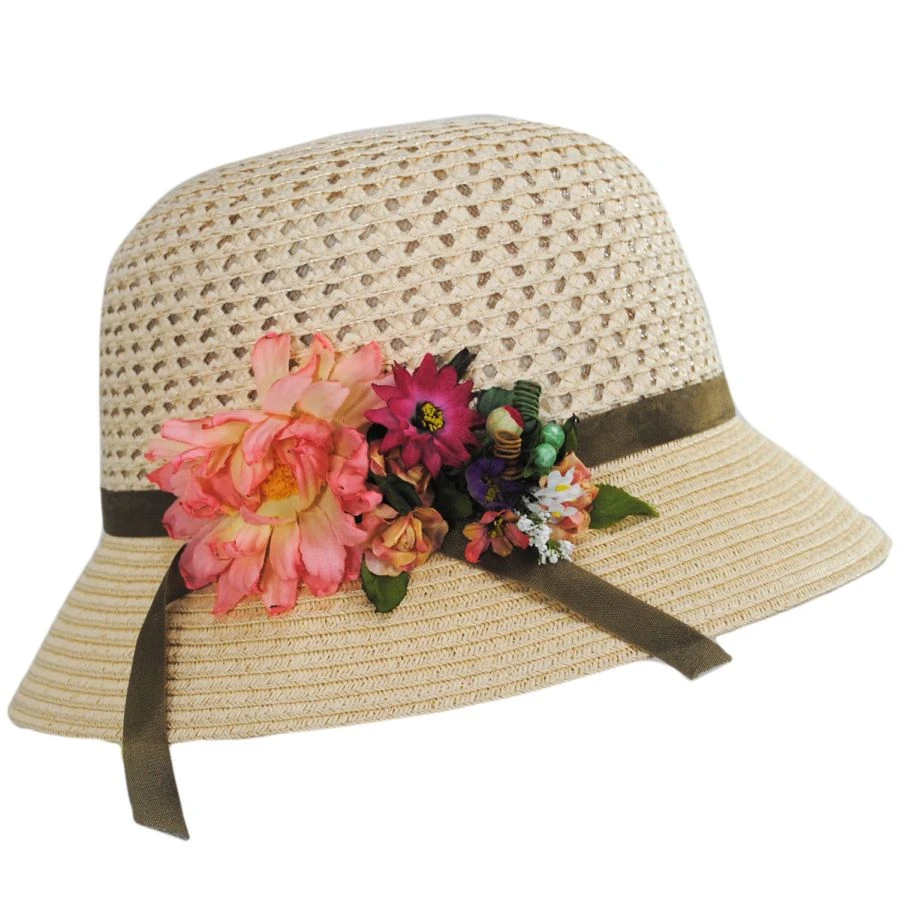 Toyo Straw Mum Flower Cloche Hat 4 Toyo Straw Mum Flower Cloche Hat - Image 2