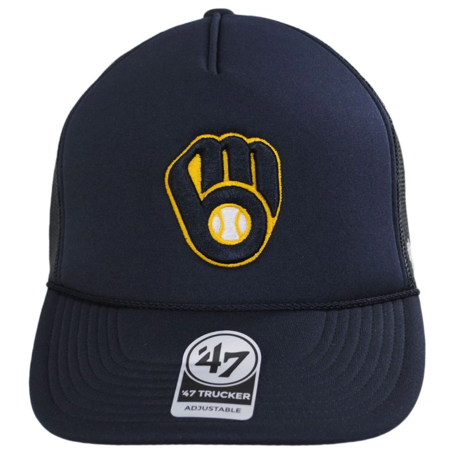'47 BRAND Milwaukee Brewers MLB Foam Mesh Trucker Snapback Baseball Cap 3 '47 BRAND Milwaukee Brewers MLB Foam Mesh Trucker Snapback Baseball Cap