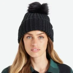 Dillon Knit Pom Pom Beanie - Black