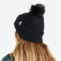 Dillon Knit Pom Pom Beanie - Black -Novel Accessories 472953