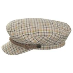 Cotton Seersucker Plaid Fiddler's Cap 6 Cotton Seersucker Plaid Fiddler's Cap -Novel Accessories 473340