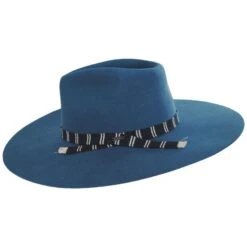Leigh Wool Felt Wide Brim Fedora Hat - Teal -Novel Accessories 473375
