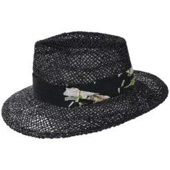 Aloha Seagrass Straw Fedora Hat - Black -Novel Accessories 475047