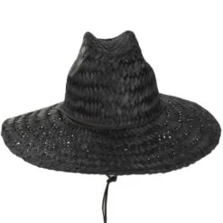 Bells II Palm Leaf Straw Lifeguard Hat - Black