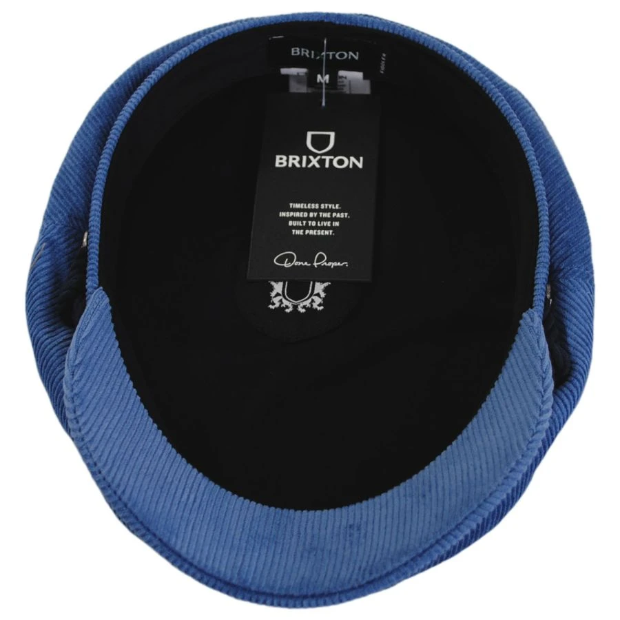 Cotton Corduroy Fiddler Cap - Ocean Blue 5 Cotton Corduroy Fiddler Cap - Ocean Blue - Image 3