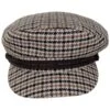 Wool Blend Houndstooth Fiddler Cap - Sand 2 Wool Blend Houndstooth Fiddler Cap - Sand -Novel Accessories 475376