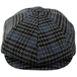 Brood Houndstooth Plaid Newsboy Cap - Heather Gray