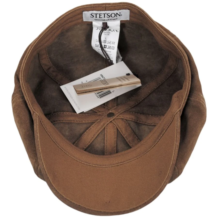 Stetson Hatteras Split Calf Leather Newsboy Cap 5 Stetson Hatteras Split Calf Leather Newsboy Cap - Image 3