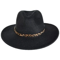 Leopard Band Toyo Straw Safari Fedora Hat