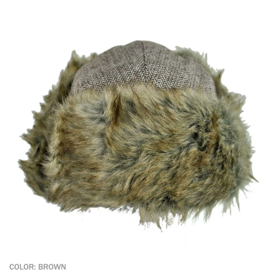Herringbone Wool Blend Trapper Hat 3 Herringbone Wool Blend Trapper Hat