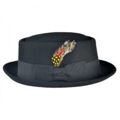 Wool Felt Pork Pie Hat - Black -Novel Accessories 73286