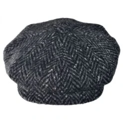 Large Herringbone Donegal Tweed Wool Newsboy Cap