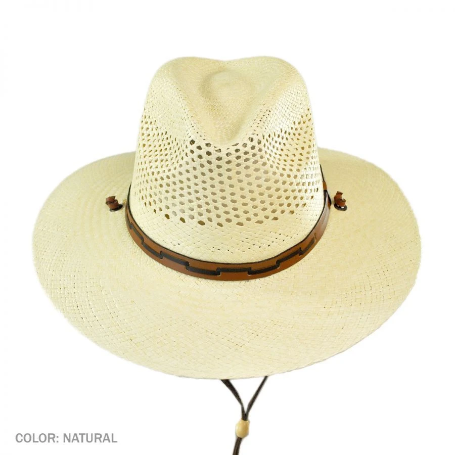 Stetson Airway Panama Straw Safari Fedora Hat 4 Stetson Airway Panama Straw Safari Fedora Hat - Image 2