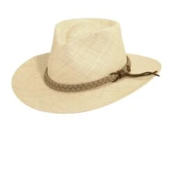 Scala Braided Band Panama Straw Outback Hat -Novel Accessories size m 2
