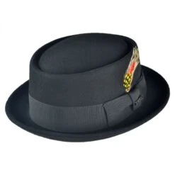 Novel Accessories 45 Wool Felt Pork Pie Hat - Black